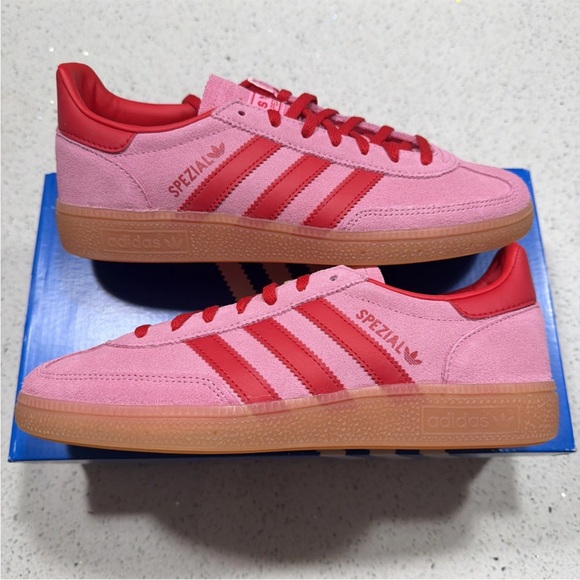 adidas Spezial Men's Pink and Red Suede Sneakers - Picture 2 of 6